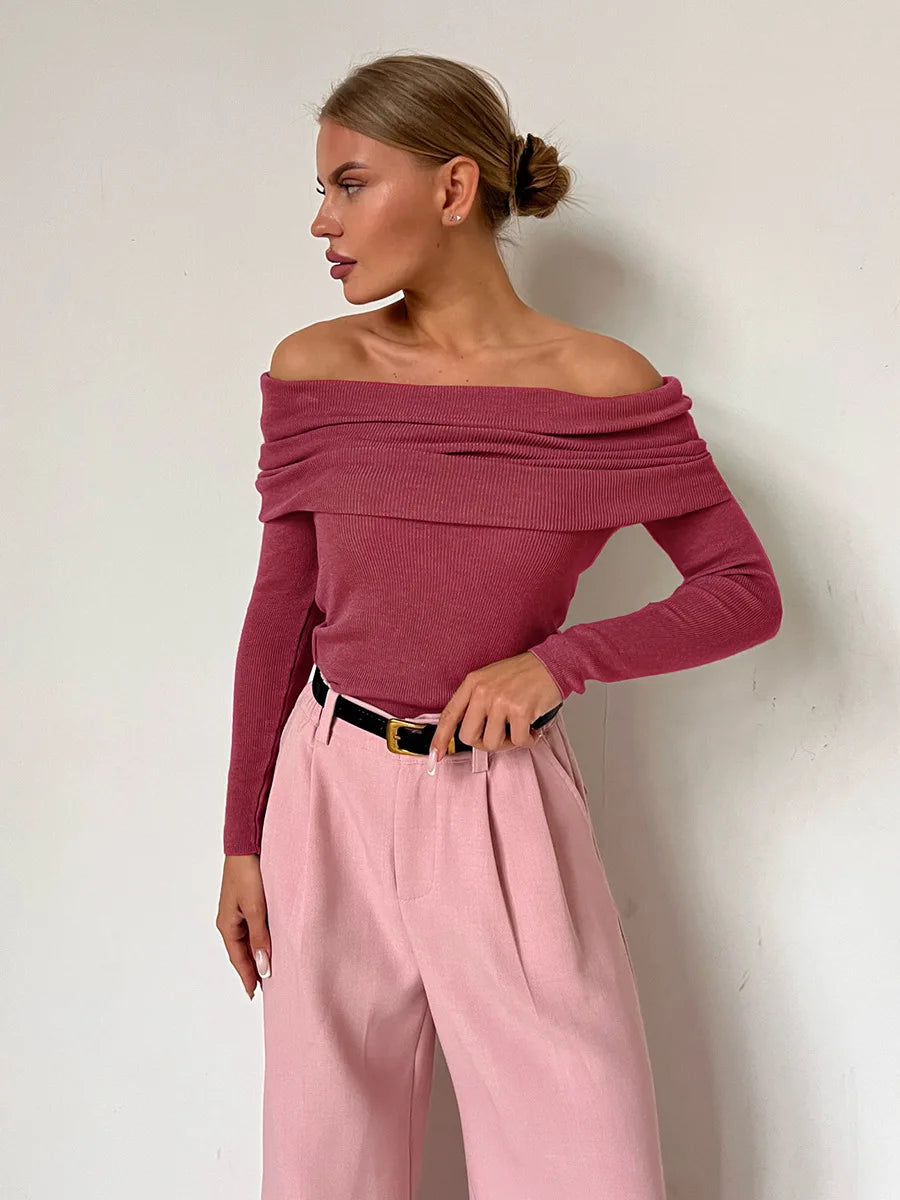 Rusty Off Shoulder Knit Top